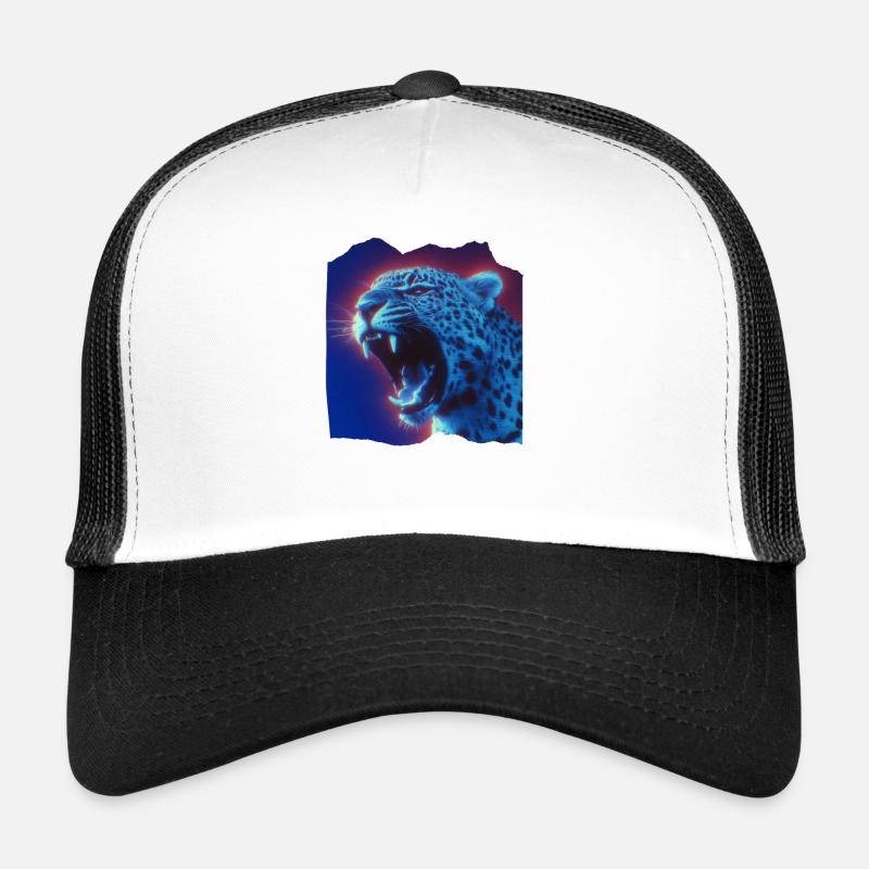 Titre : Neon Leopard – Synthwave VHS Retro 80s Loo Casquette trucker 