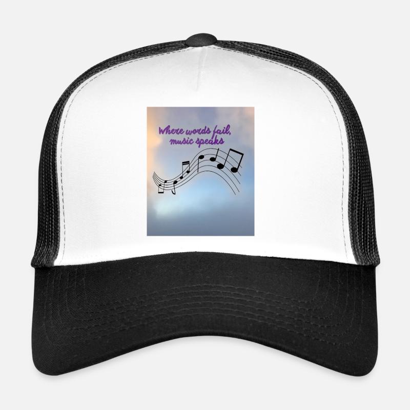 Music Speaks Beyond Words Design - Trucker Cap - white/black