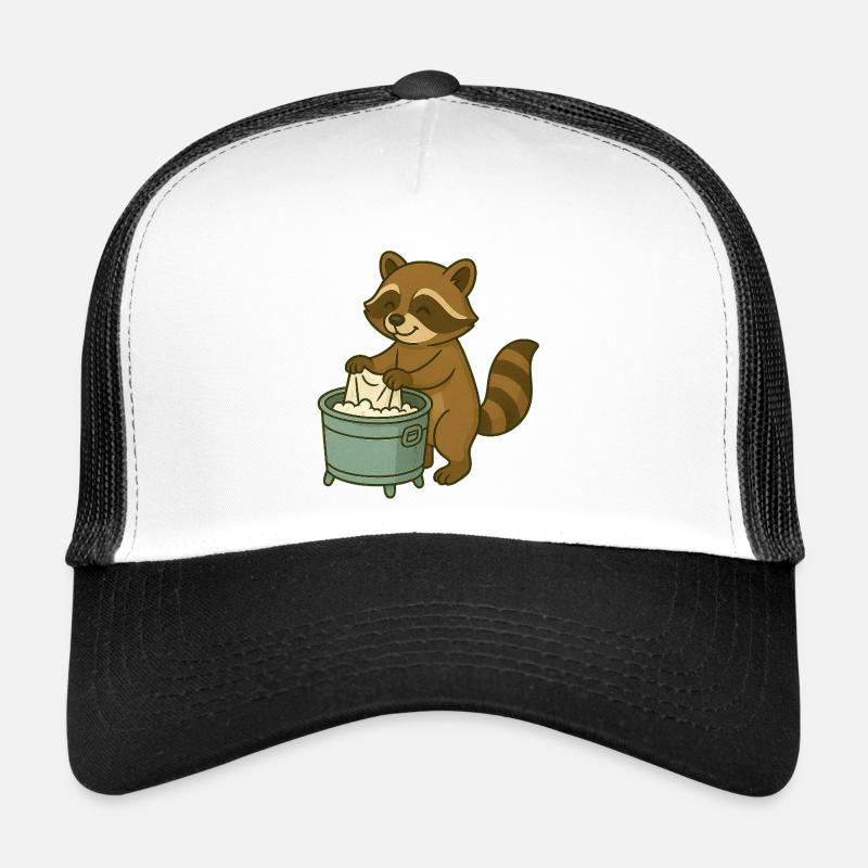 Süßer Waschbär mit Seifenschaum - Trucker Cap - Weiß/Schwarz