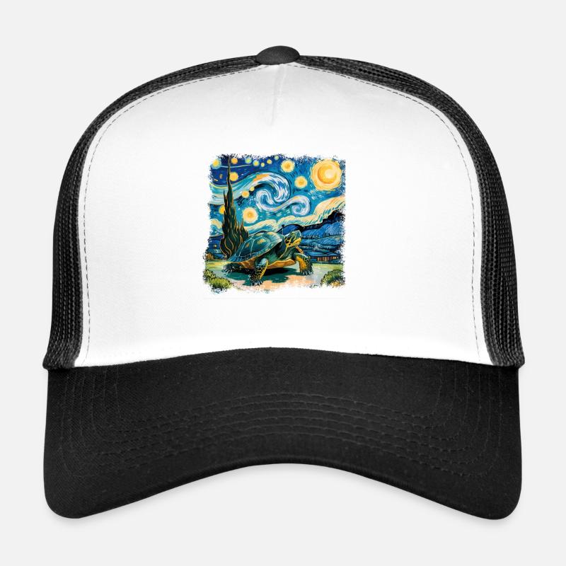 Starry Night Tortoise Artwork - Trucker Cap - white/black