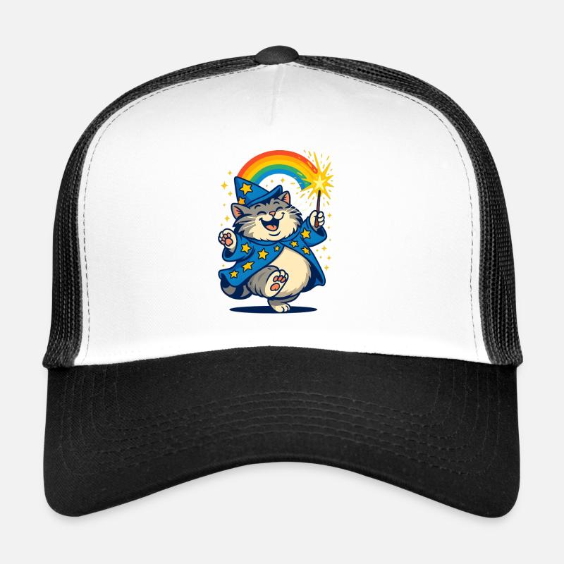 Zaubererkatze mit Regenbogen und Glitzer, Katzen Trucker Cap