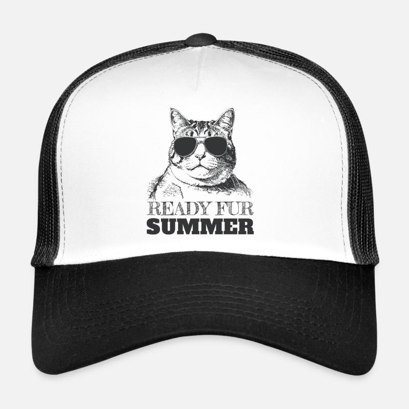 Coole Katze mit Sonnenbrille bereit für den Sommer Trucker Cap