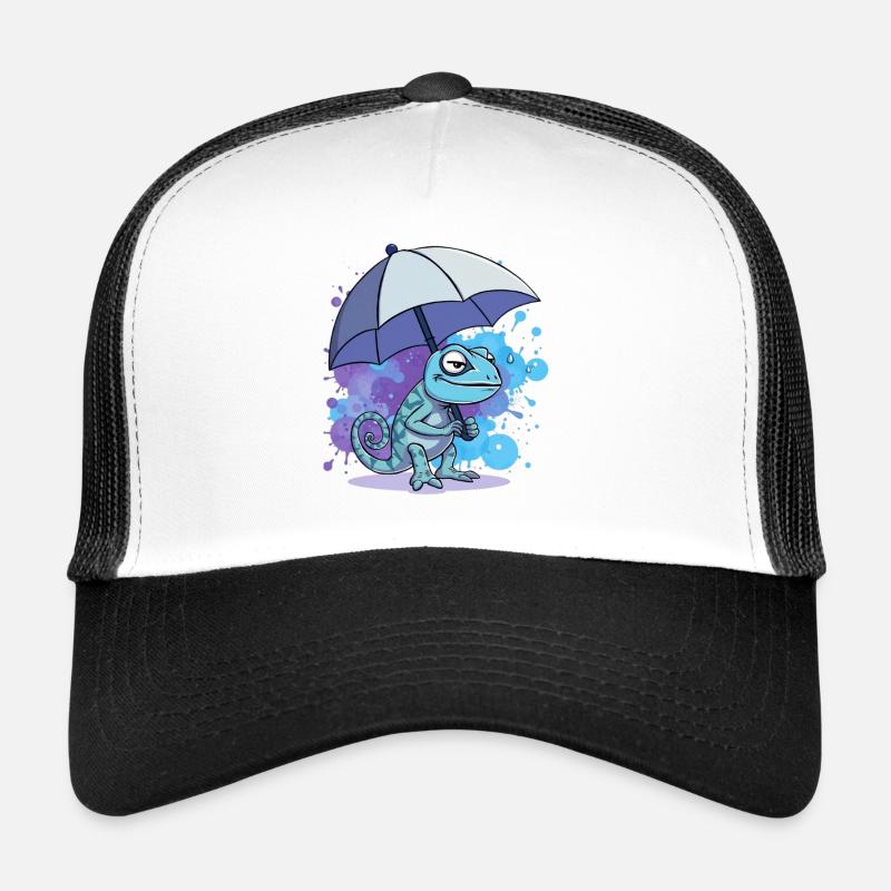 Lézard avec un parapluie Casquette trucker 