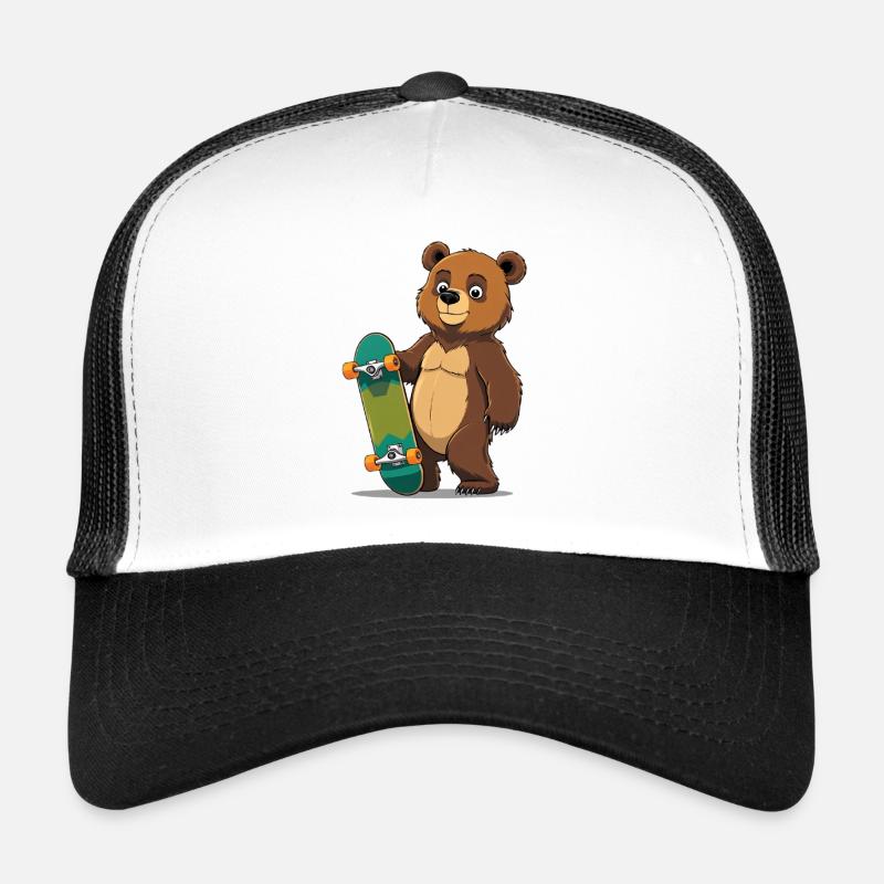 Bear with skateboard illustration Trucker Cap