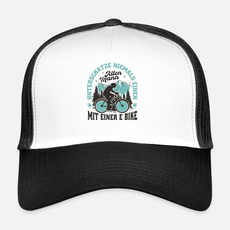Adventure biker with alpine motifs - Trucker Cap - white/black