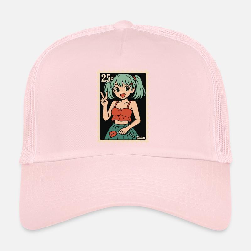 Illustration de cachet postal de fille d’anime Casquette trucker 