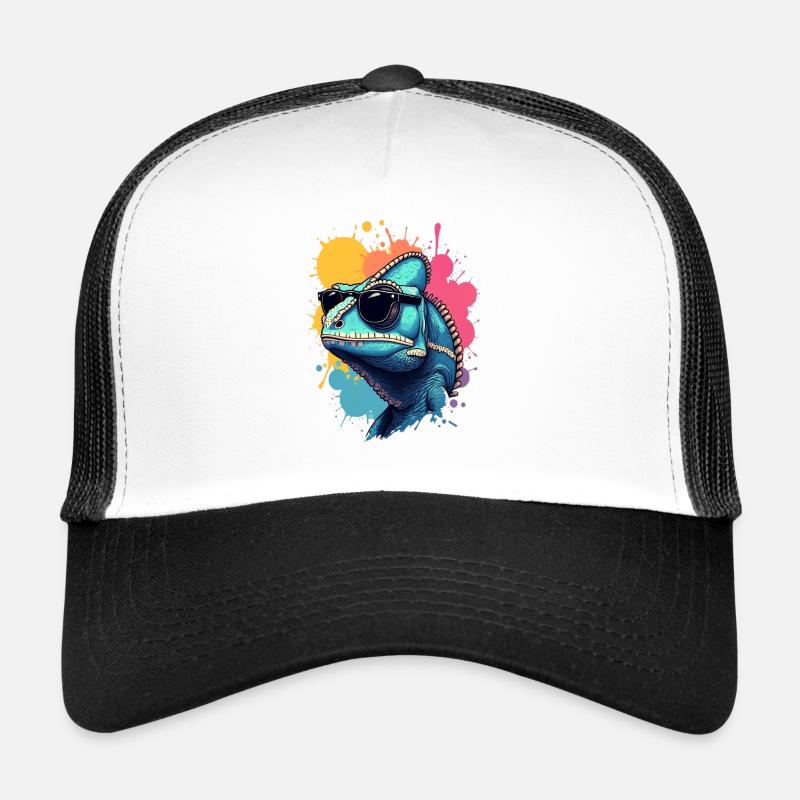 Caméléon cool avec lunettes de soleil Casquette trucker 