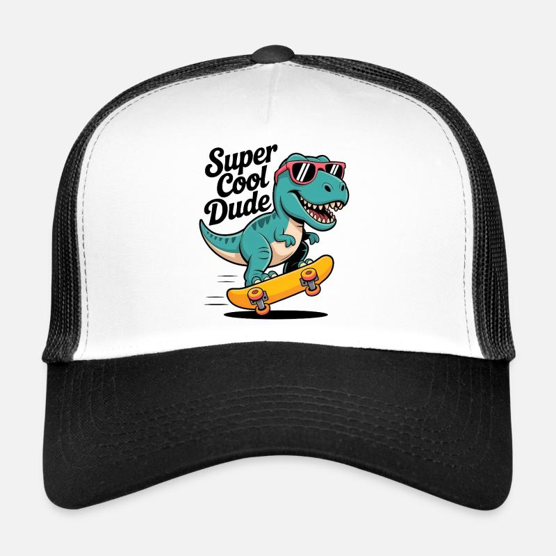 Super cooler Skateboard Dinosaurier - Trucker Cap - Weiß/Schwarz