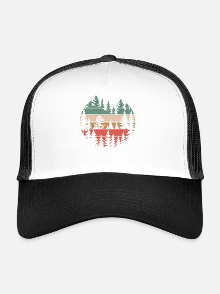 Retro forest nature silhouette trees motif hiking - Trucker Cap - white/black - Front