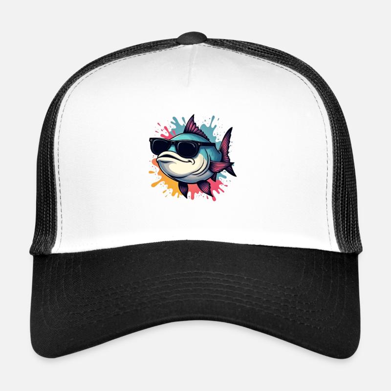 Poisson cool avec des lunettes de soleil Casquette trucker 