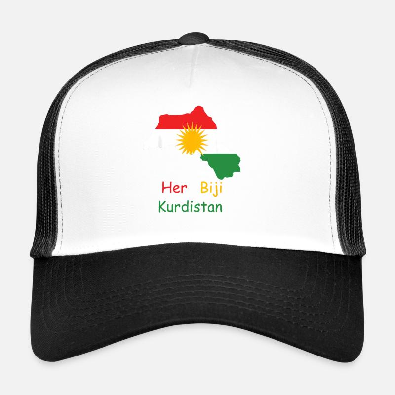 Kurdistan flag with Kurdish sun - Trucker Cap - white/black