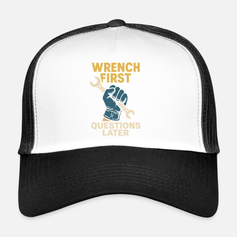 Auto Mechaniker Humor lustiger Schrauber Spruch - Trucker Cap - Weiß/Schwarz