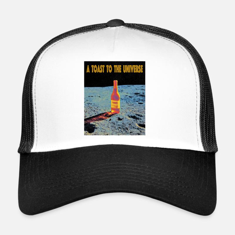 Célébration de l’espace avec bouteille de vin - Casquette trucker  - blanc/noir
