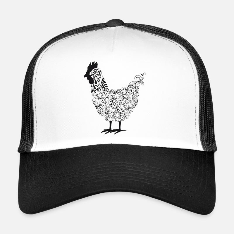 Artistic Chakra Rooster with Floral Patterns Trucker Cap