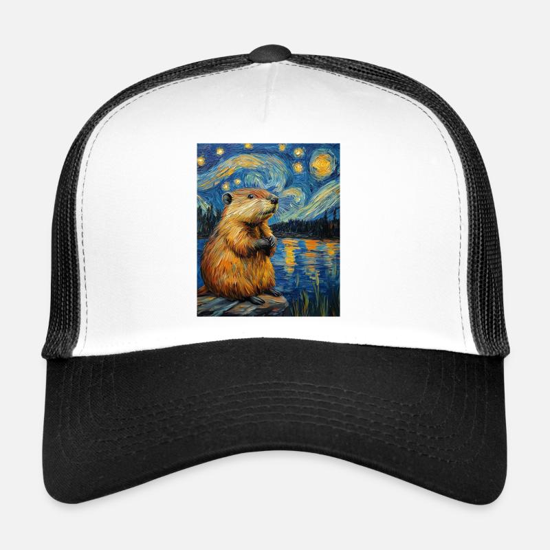 Bieber Van Gogh Style Starry Night - Trucker Cap - Weiß/Schwarz