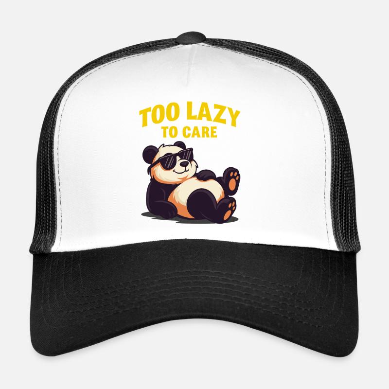 Too Lazy To Care Panda Design Trucker Cap