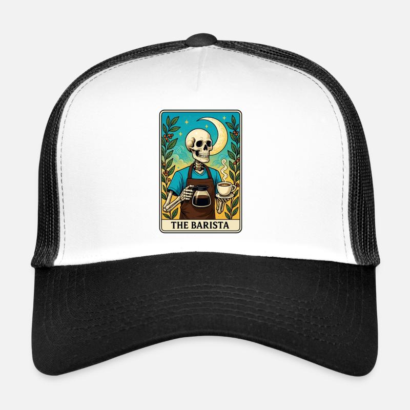 Der Knochen-Barista mit Mondmotiven Trucker Cap