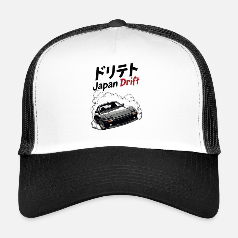 Japan Drift Car Illustration - Trucker Cap - white/black