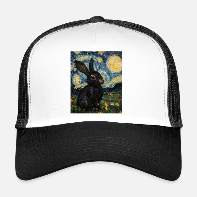 Bunny Van Gogh Style Starry Night Trucker Cap