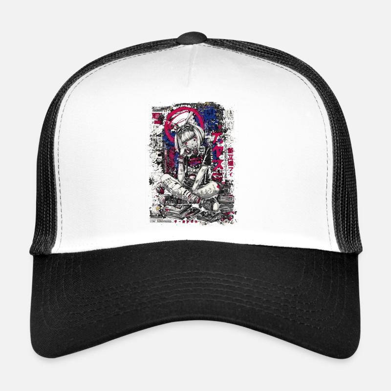 Cyberpunk girl with graffiti design Trucker Cap