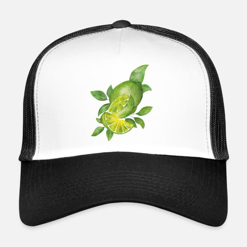 Lime & Natural Leaves - Trucker Cap - white/black