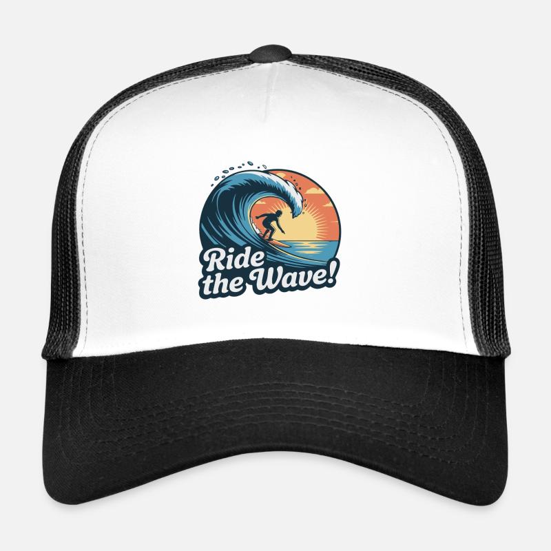 Conception de vagues de surf au coucher du soleil Casquette trucker 