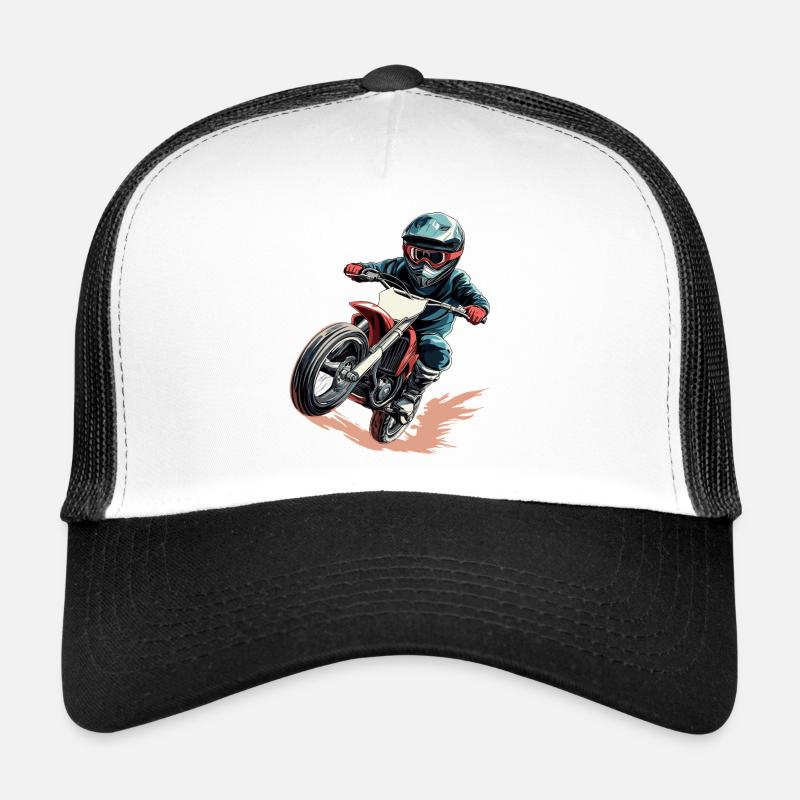 Dynamic motorcyclist in action style Trucker Cap