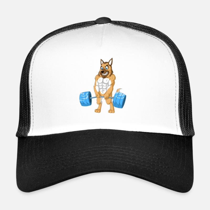 German Shepherd Weightlifting - Trucker Cap - white/black
