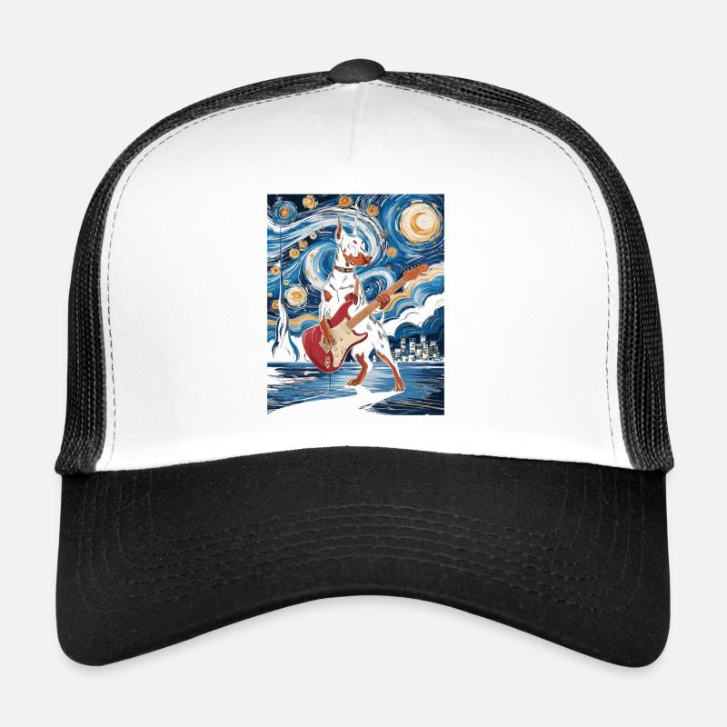 Teckel avec guitare électrique dans le ciel étoilé Casquette trucker 