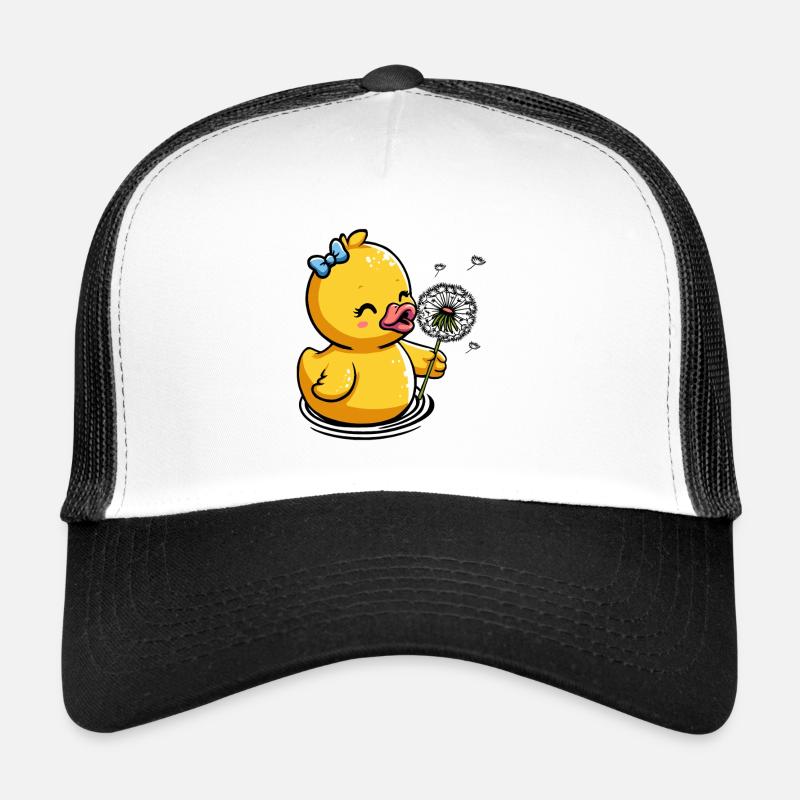Chick with dandelion and bow - Trucker Cap - white/black