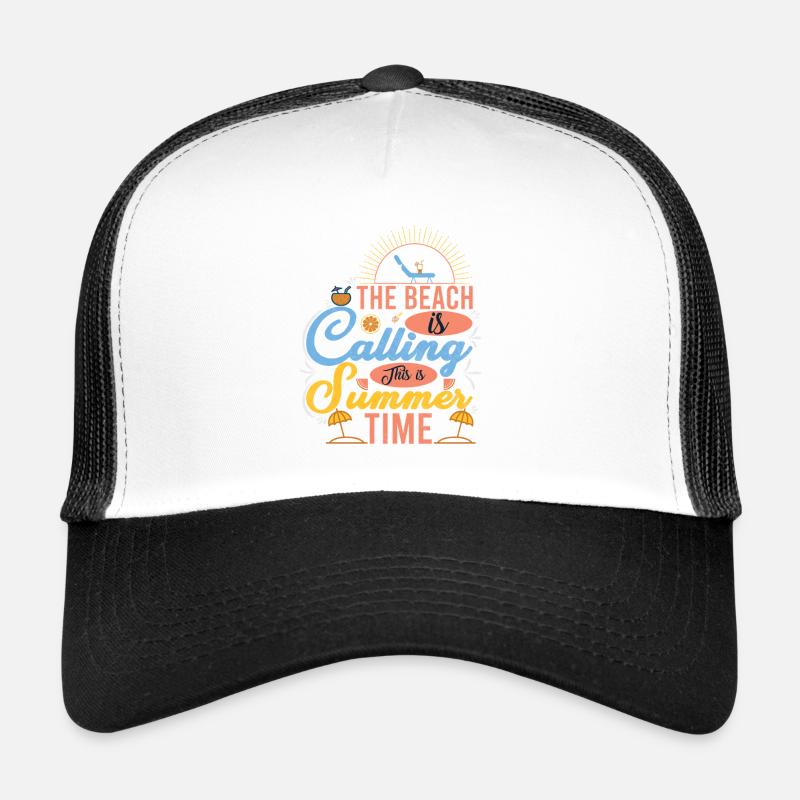 Design de plage estival avec des motifs de soleil Casquette trucker 