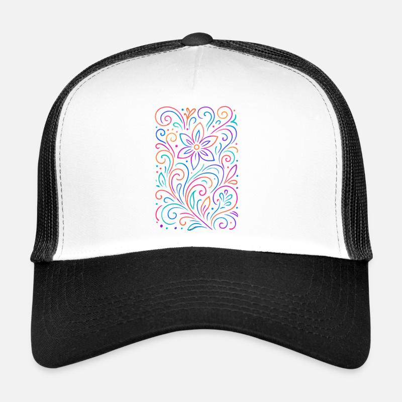 Farbige Blumenmuster im Mandala-Stil Trucker Cap