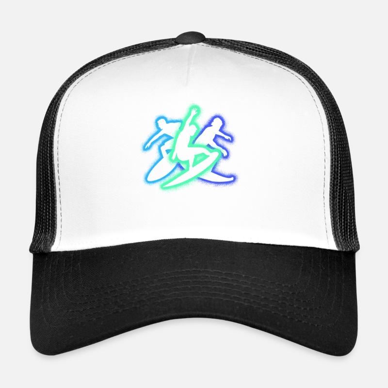 Surfing Silhouettes Surfboard Surfer Boys Men Trucker Cap
