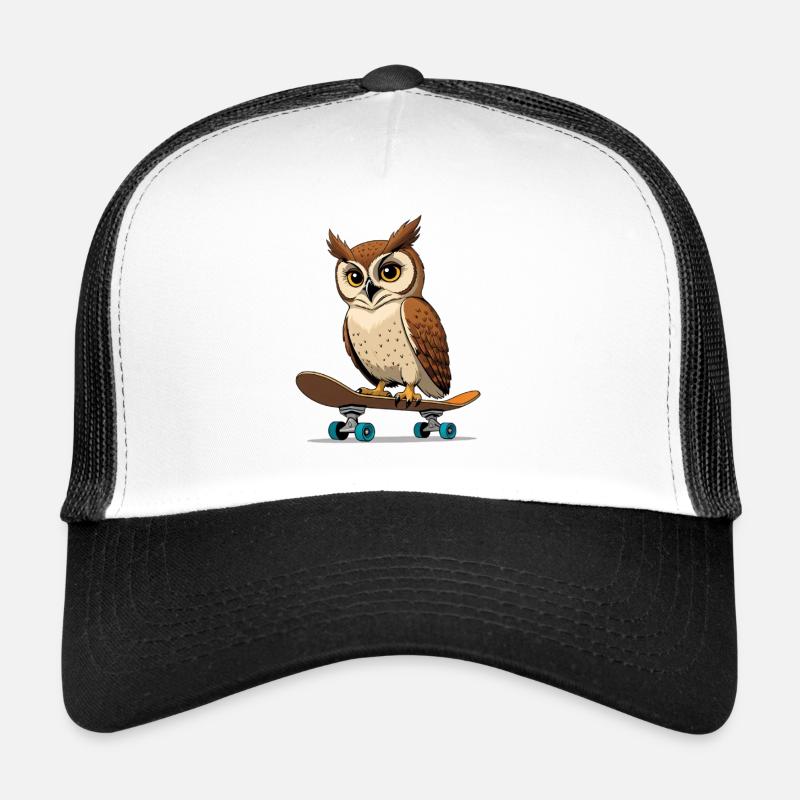 Hibou sur planche à roulettes dans le style bande dessinée Casquette trucker 
