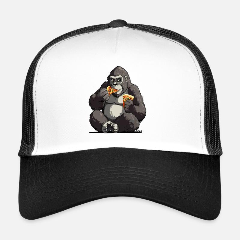 Gorilla Enjoying Pizza Illustration Trucker Cap