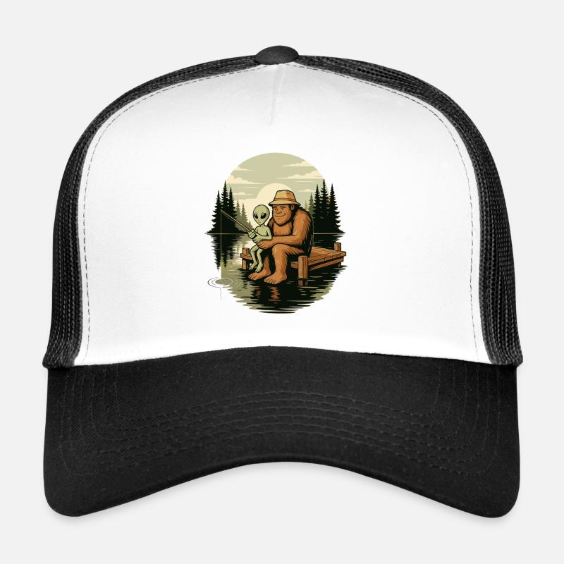 Pêche, Pêcheur, Pêcheur, Pêche, Bigfoot, Alien Casquette trucker 
