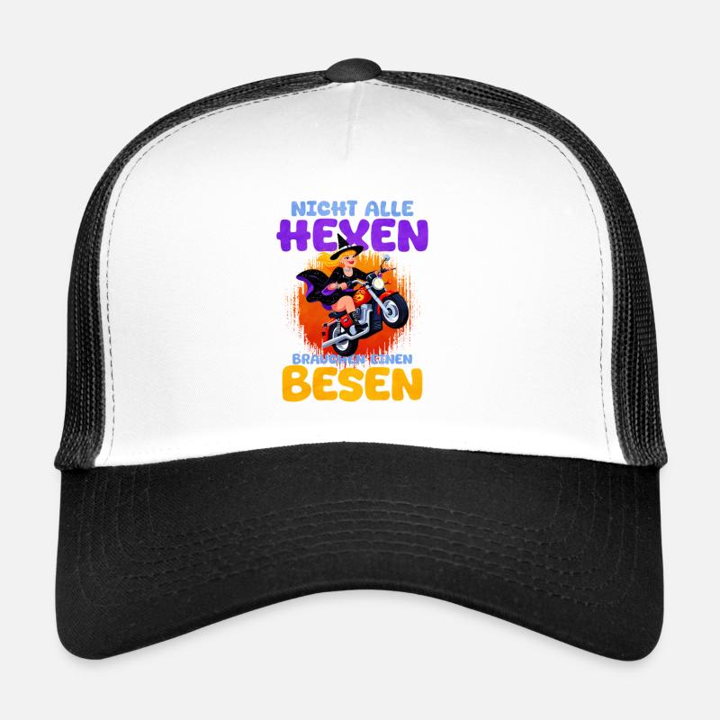 Hexen Motorrad Spaß Spruch - Trucker Cap - Weiß/Schwarz