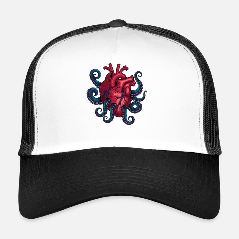 Heart Meets Tentacle Art Design Trucker Cap