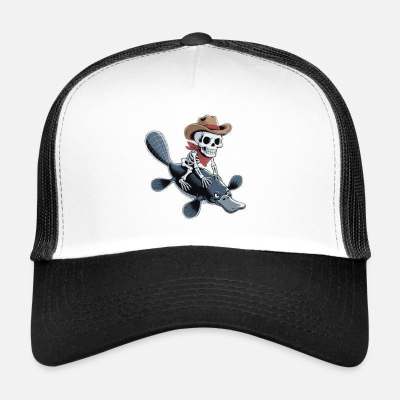 Squelette avec chapeau de cow-boy sur ornithorynque ornithorynque Casquette trucker 