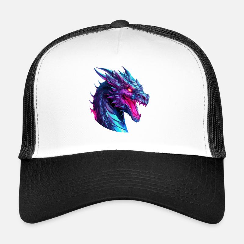 Neon Dragon Head Artwork Trucker Cap