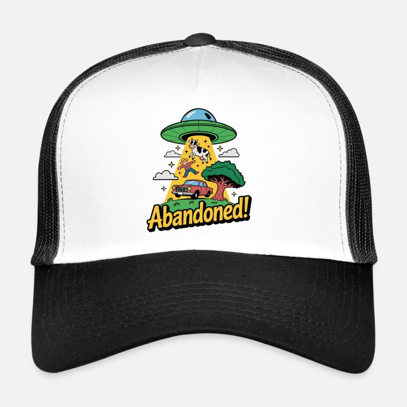 Illustration rétro d’enlèvement extraterrestre - Casquette trucker  - blanc/noir