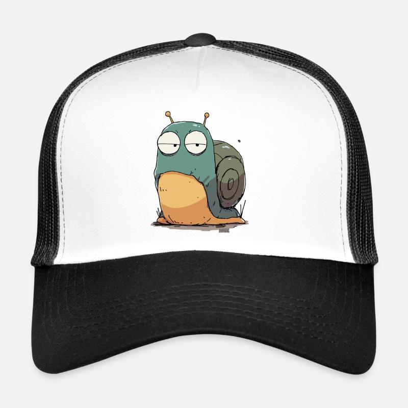 Sleepy Snail Cartoon Trucker Cap
