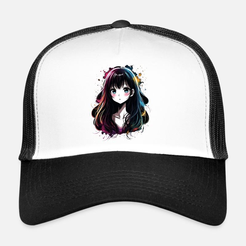 Anime girl with colorful gradient Trucker Cap