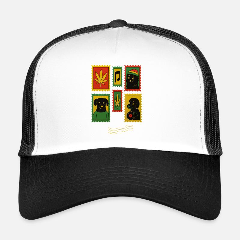 Affiche rétro de groupe de chien de cannabis, style Reggae Casquette trucker 