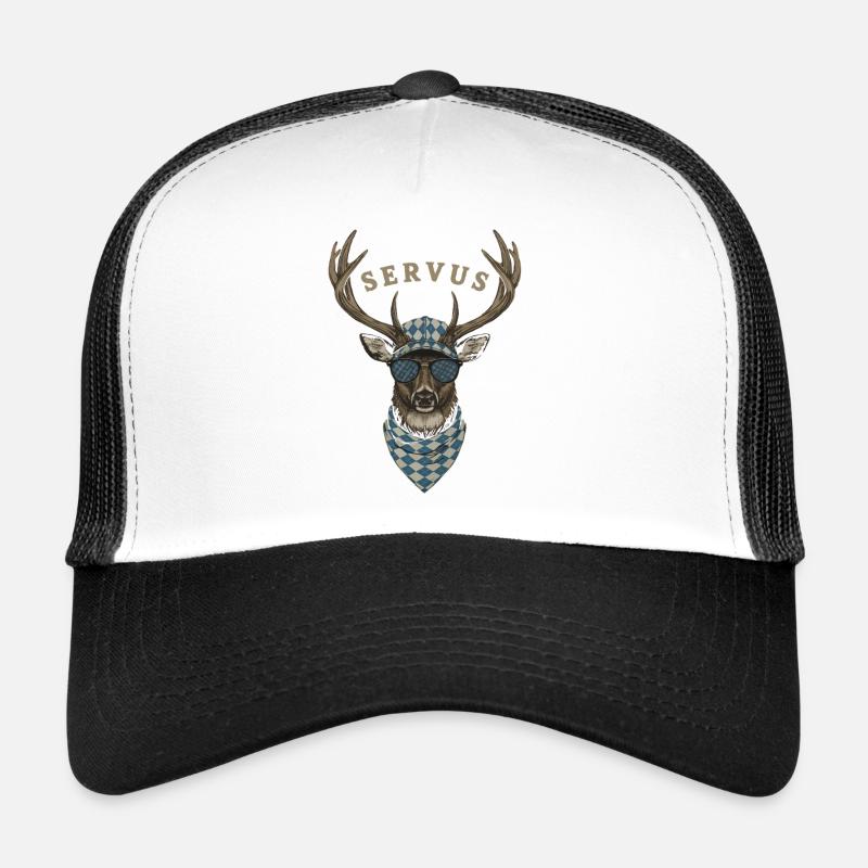 Alpen Hirsch Servus Hirschgeantler Tracht Oktober - Trucker Cap - white/black