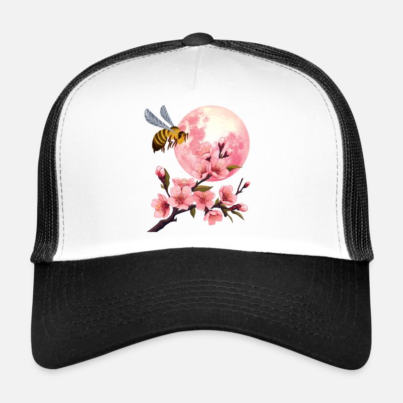 Lune et cerisier en fleurs Casquette trucker 