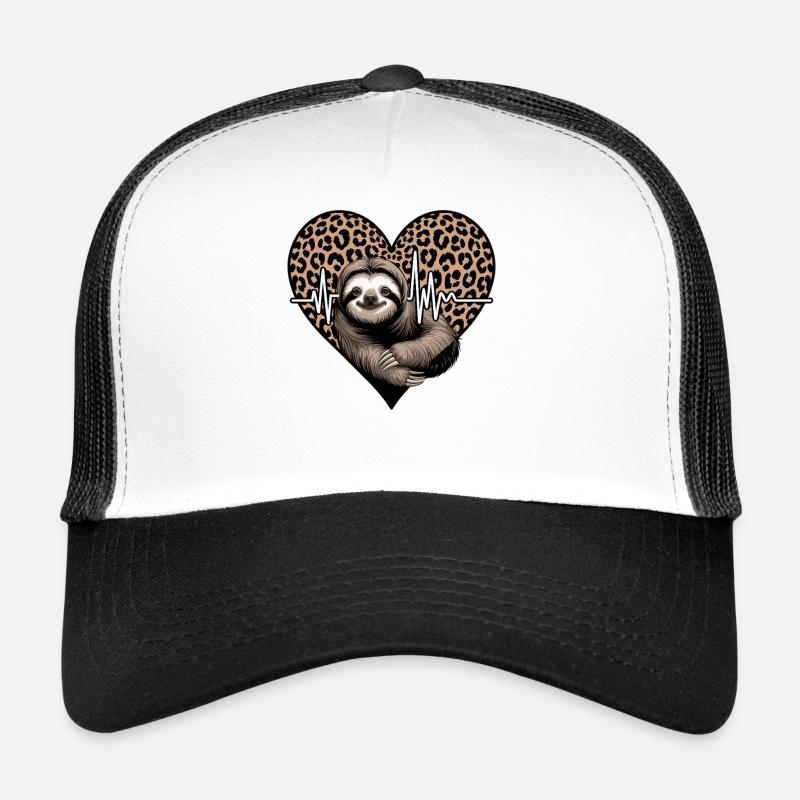 Lässiges Faultier Herz Leopard Muster Trucker Cap