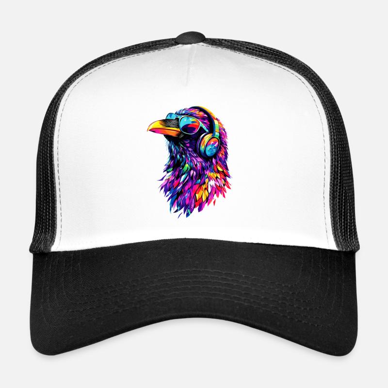 Rabe Krähe Vogel Rabenkrähe Dohle Schwarze Raben - Trucker Cap - Weiß/Schwarz