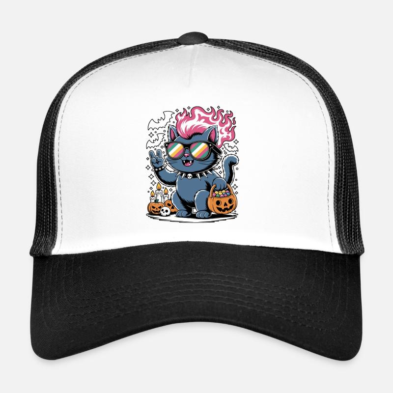 Katzenpunk Halloween mit Sonnenbrille Trucker Cap
