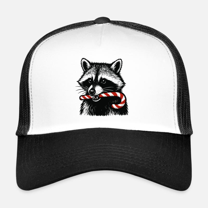 raton laveur de Noël avec canne à sucre Casquette trucker 